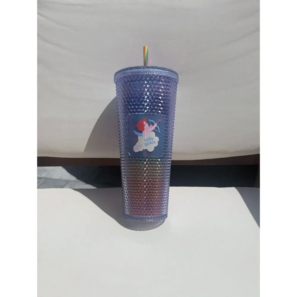 NWT Starbucks Sofie Birkin Purple Rainbow Studded 24 oz Venti Tumbler With Straw